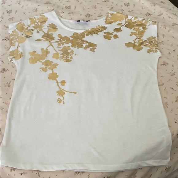 emily daniel s Tops - Chic Gold Floral Women's Top